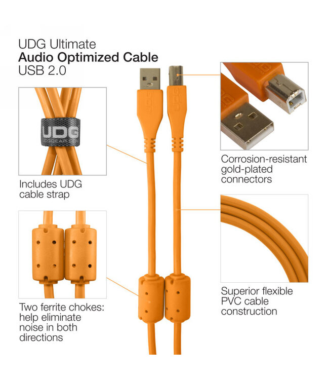 UDG Ultimate Audio Cable USB 2.0 A-B Orange Angled 2m