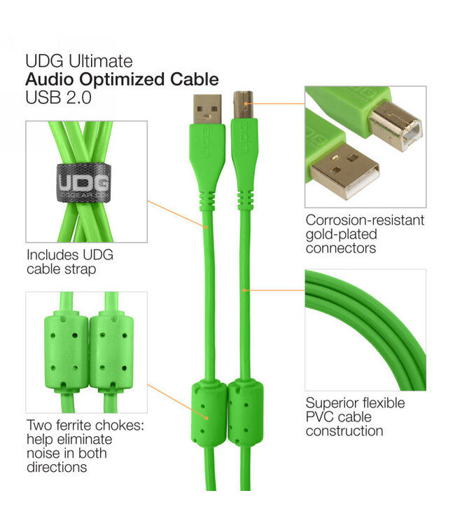 UDG Ultimate Audio Cable USB 2.0 A-B Green Angled 3m