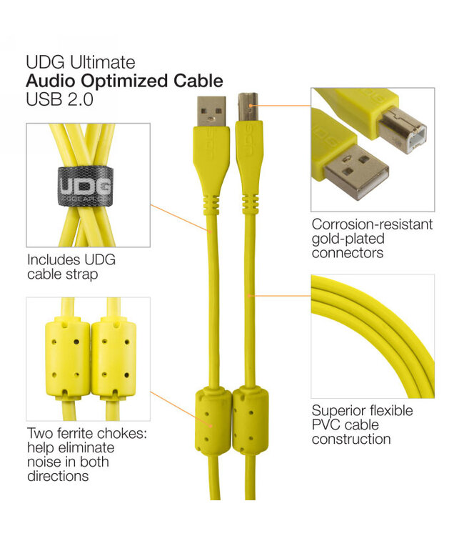 UDG Ultimate Audio Cable USB 2.0 A-B Yellow Angled 3m