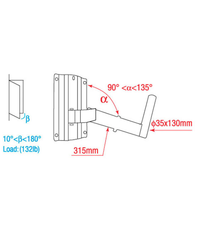 Showgear Adjustable Speakerbracket a35mm
