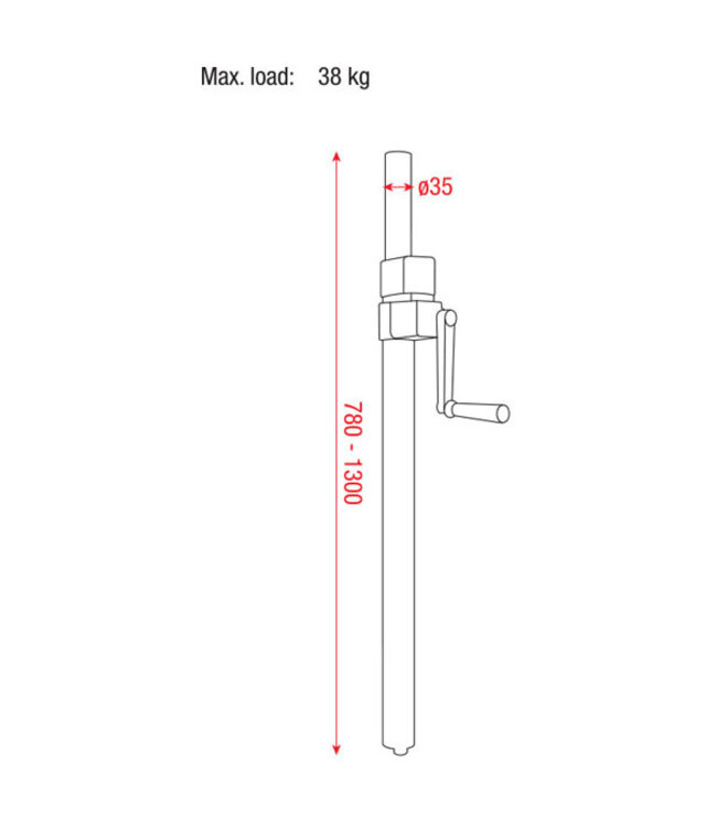 Showgear Wind up speaker stand M20 tussenpaal