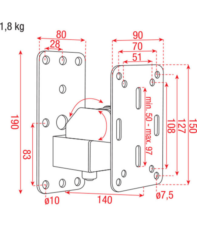 Showgear Compact Speaker wall bracket