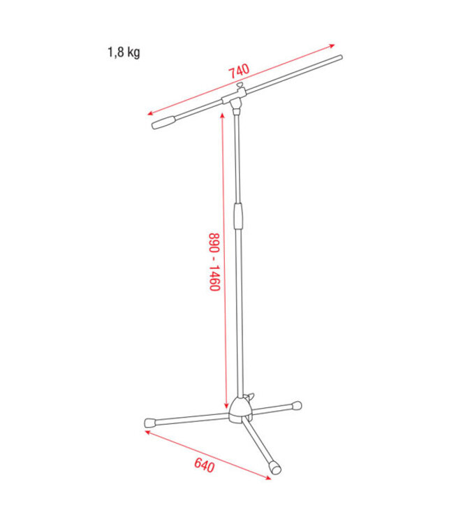 Showgear Eco microfoon statief met telescopische arm