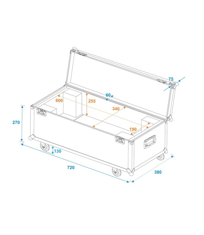 ROADINGER Flightcase 1x LED SL-350/SL-160 met wielen