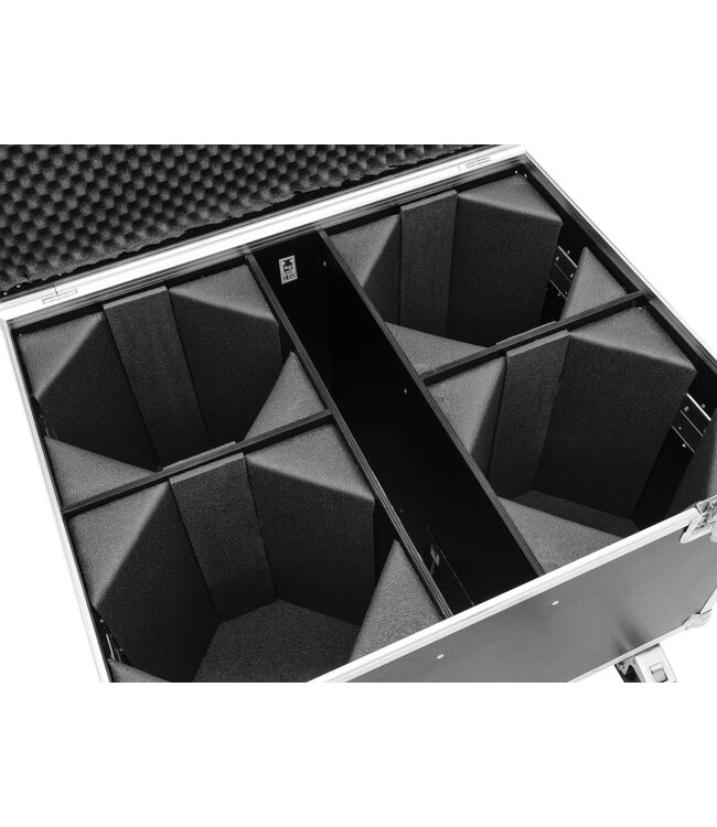 ROADINGER Flightcase 4x LED THA-100F/THA-120PC op wielen