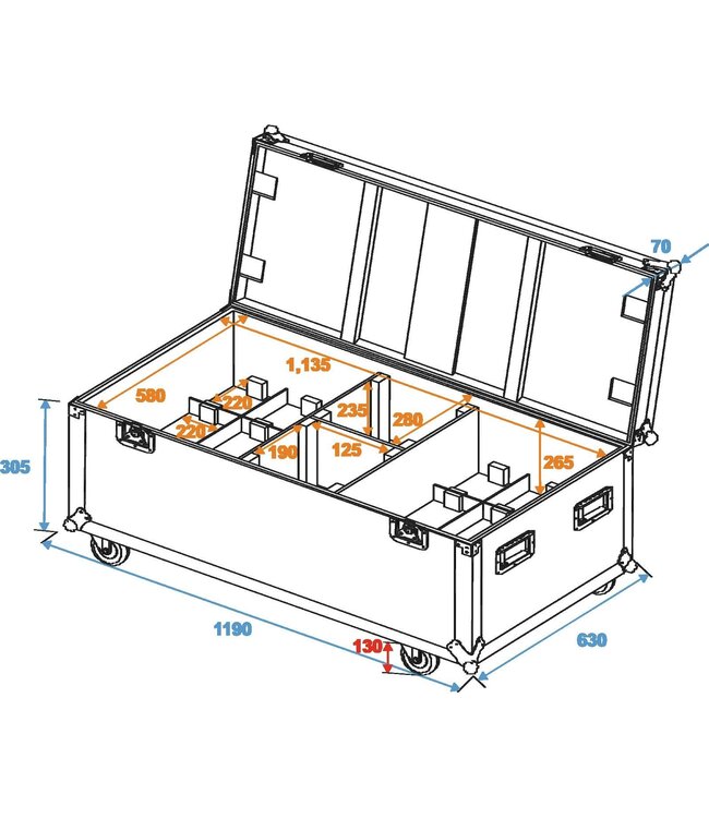 ROADINGER Flightcase 8x ML-56/ML-64