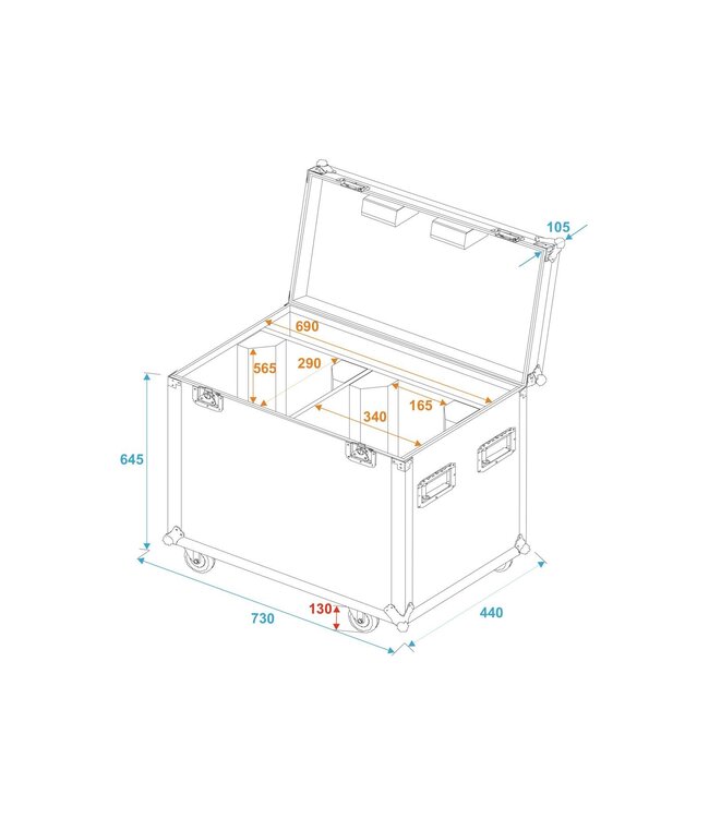 ROADINGER Flightcase 2x PFE-100/120