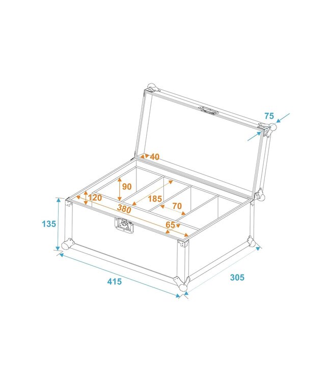 ROADINGER Flightcase 4x accu Flat Light Series