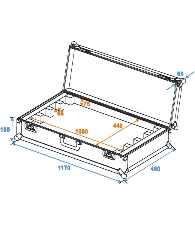 ROADINGER Flightcase EC-B252 4x LED BAR-252 RGB