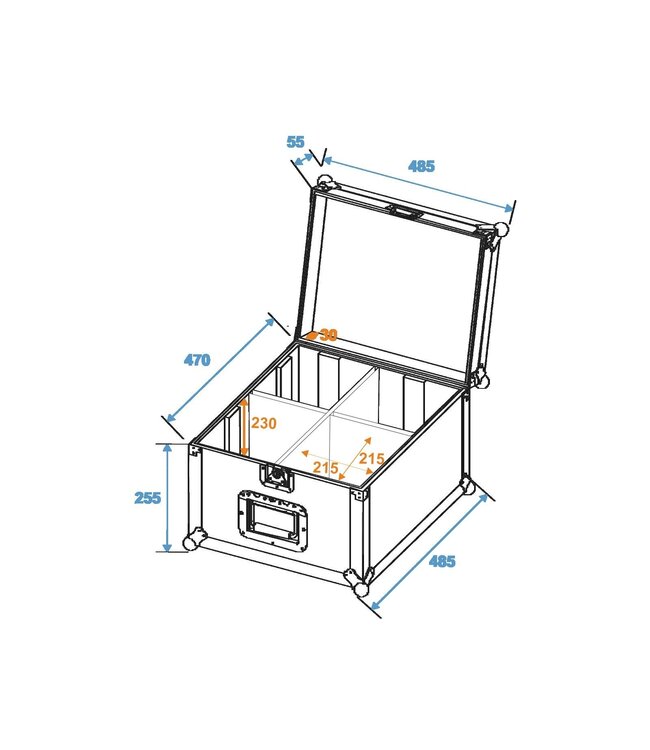 ROADINGER Flightcase 4x PAR-56 Spot short