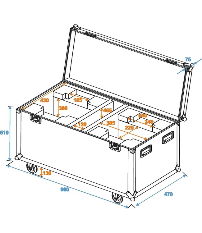 ROADINGER Flightcase 2x DMH-90/150/DMB-60/PLB-230