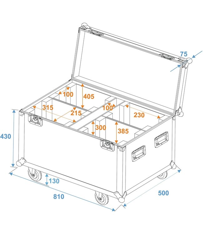 ROADINGER Flightcase 4x PLB-130/DMH-80/TMH XB-130