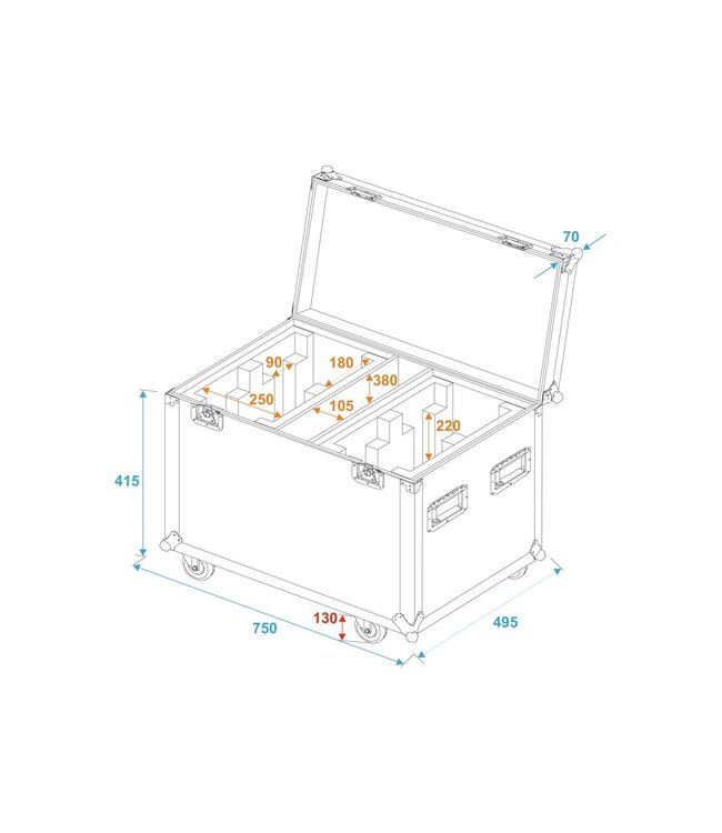 ROADINGER Flightcase 4x EYE-7 RGBW Zoom