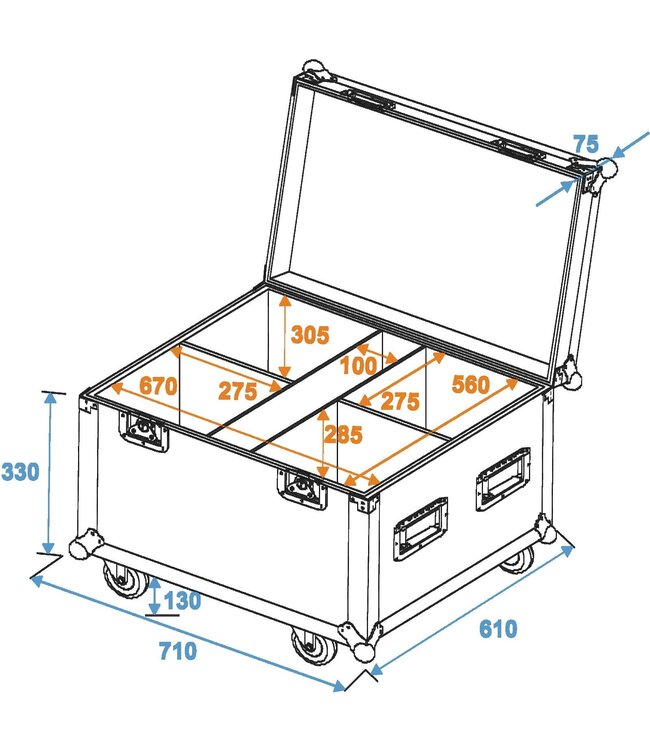 Flightcase 4x TMH-30/TMH-40/TMH-60