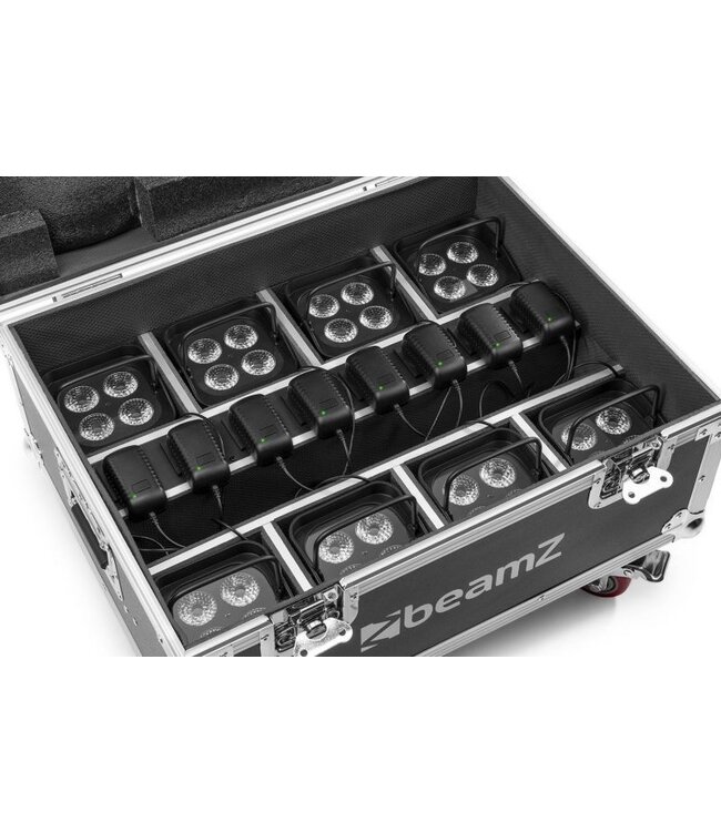 Beamz 8x BBP94W accu Uplight in flightcase