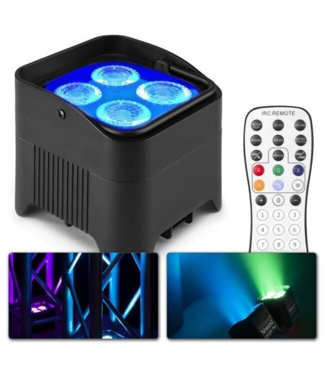 Beamz 8x BBP94W accu Uplight in flightcase
