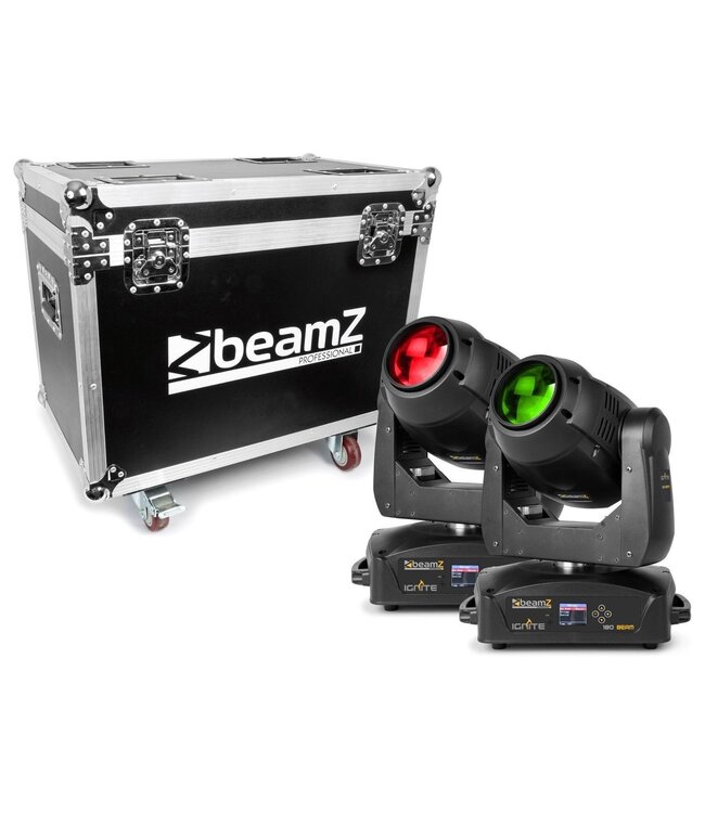 Beamz BeamZ Set van 2 IGNITE180 beam LED Movingheads in flightcase