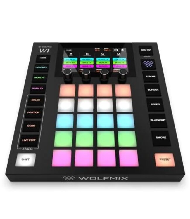 Wolfmix W1 MK2 standalone dmx controller met touchscreen / incl basic uitleg