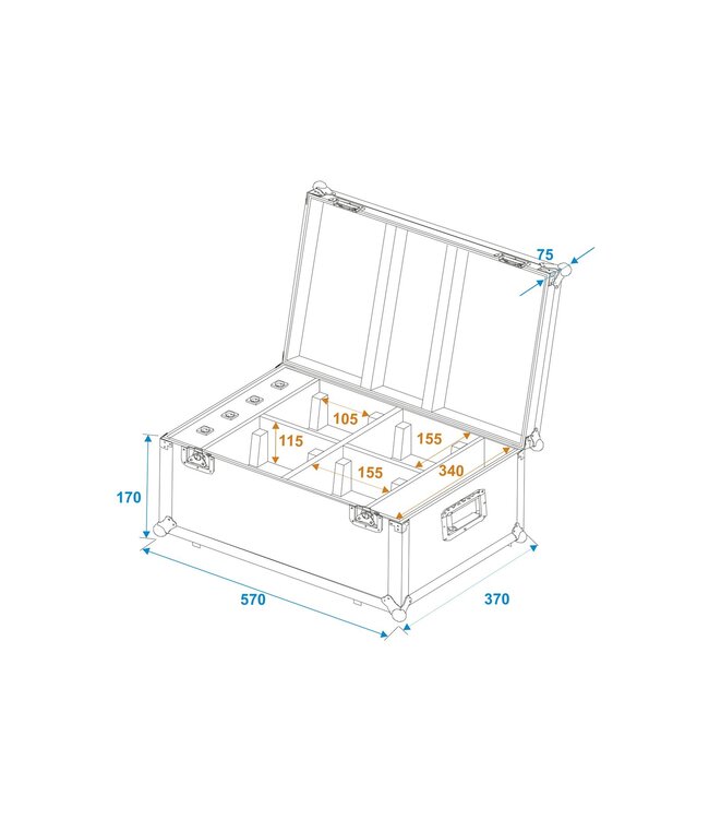 ROADINGER Flightcase 4x AKKU TL-3 Trusslight QuickDMX