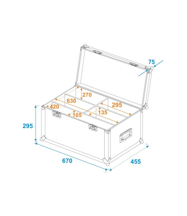 ROADINGER Flightcase 4x LED 4/7C-12 Silent Slim Spot