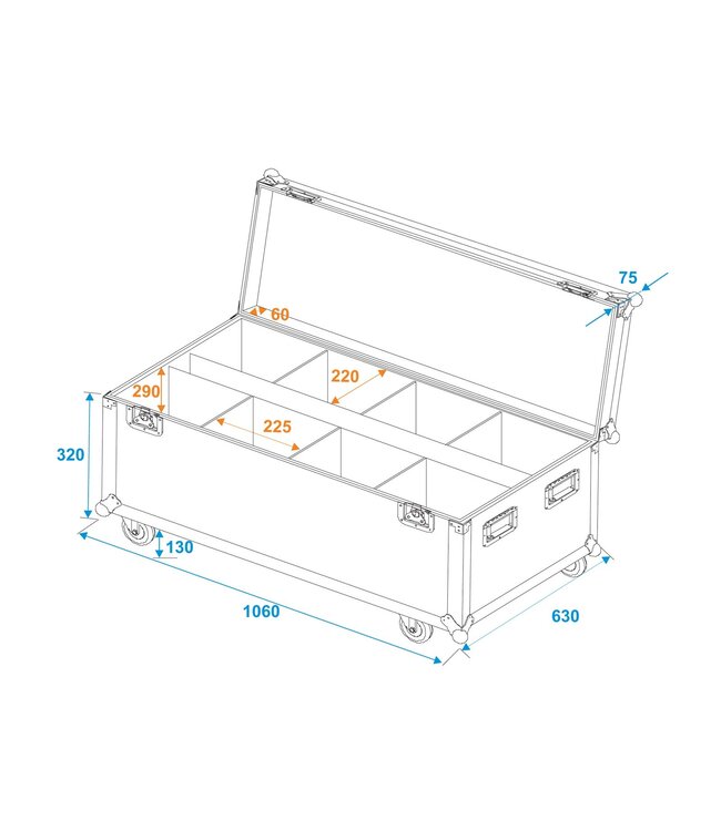 ROADINGER Flightcase 8x LED IP PAR 7x8W QCL/7x9W SCL