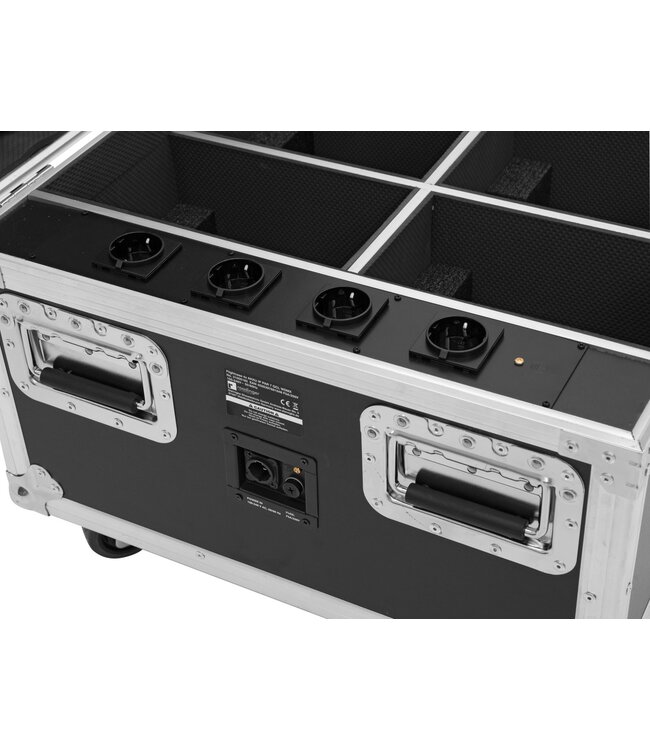ROADINGER Flightcase 4x AKKU IP PAR 7 QCL WDMX met oplaadfunctie