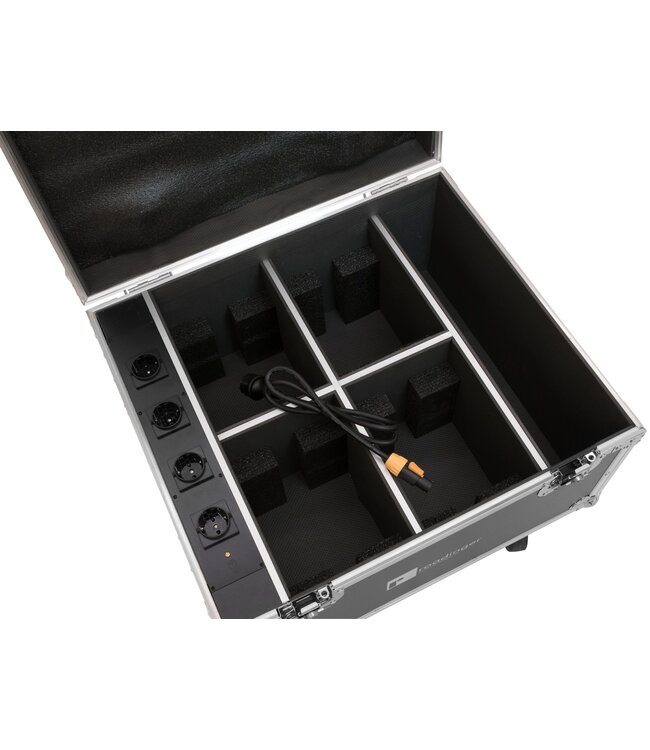 ROADINGER Flightcase 4x AKKU IP PAR 7 QCL WDMX met oplaadfunctie