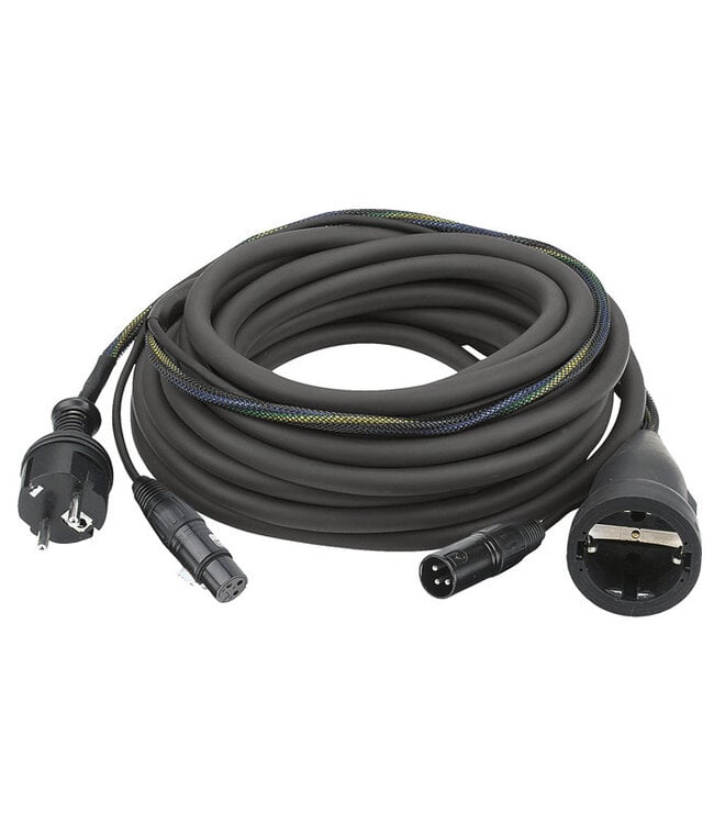 DAP FP09 - Schuko/XLR F - Schuko/XLR M 20 m Audio / Power, zwarte mantel