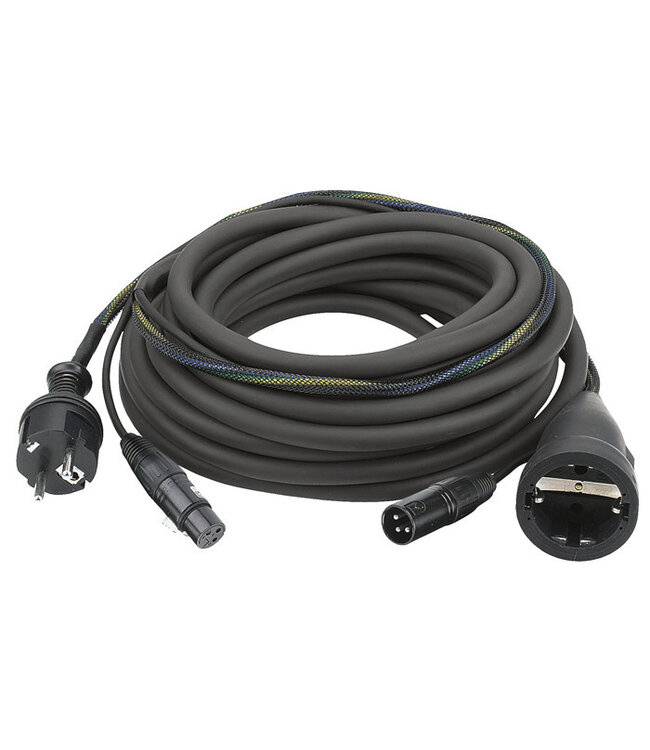DAP FP09 - Schuko/XLR F - Schuko/XLR M 15 m Audio / Power, zwarte mantel