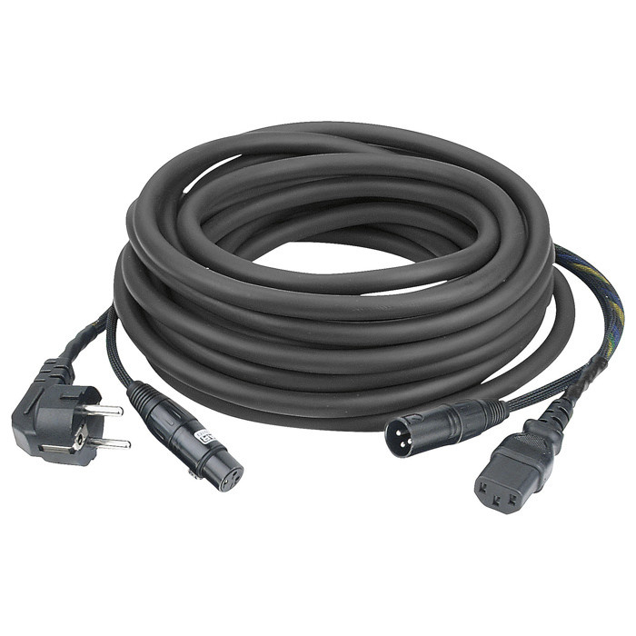 DAP DAP FP08 - Schuko/XLR F - IEC/XLR M 15 m Audio / Power, zwarte mantel