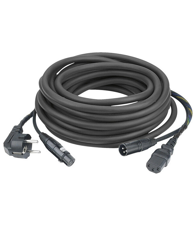 DAP FP08 - Schuko/XLR F -  IEC/XLR M 10 m Audio / Power, zwarte mantel