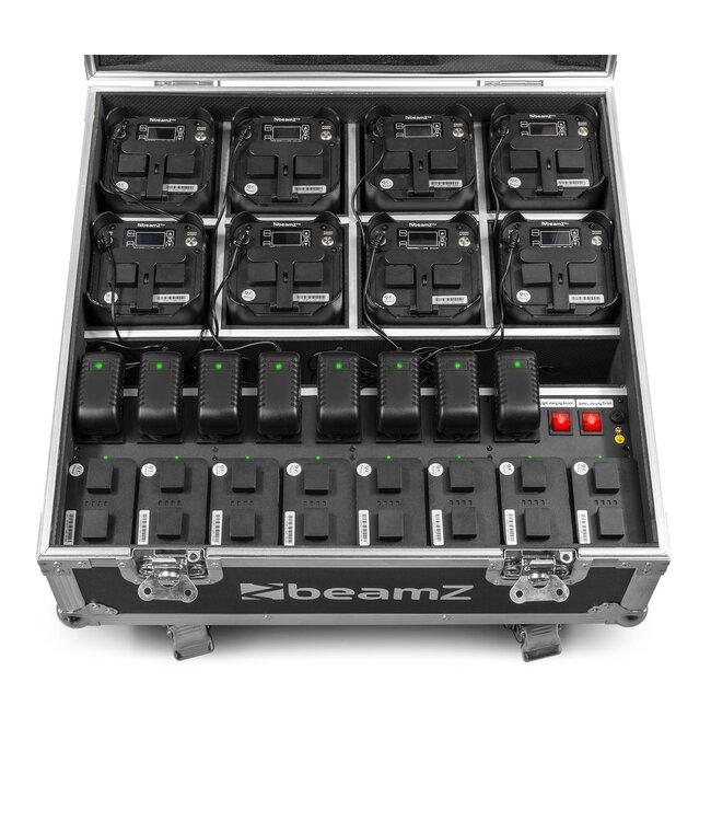 Beamz FCC10 flightcase met oplaadfunctie voor 8 BBP54 / BBP59 Uplighters