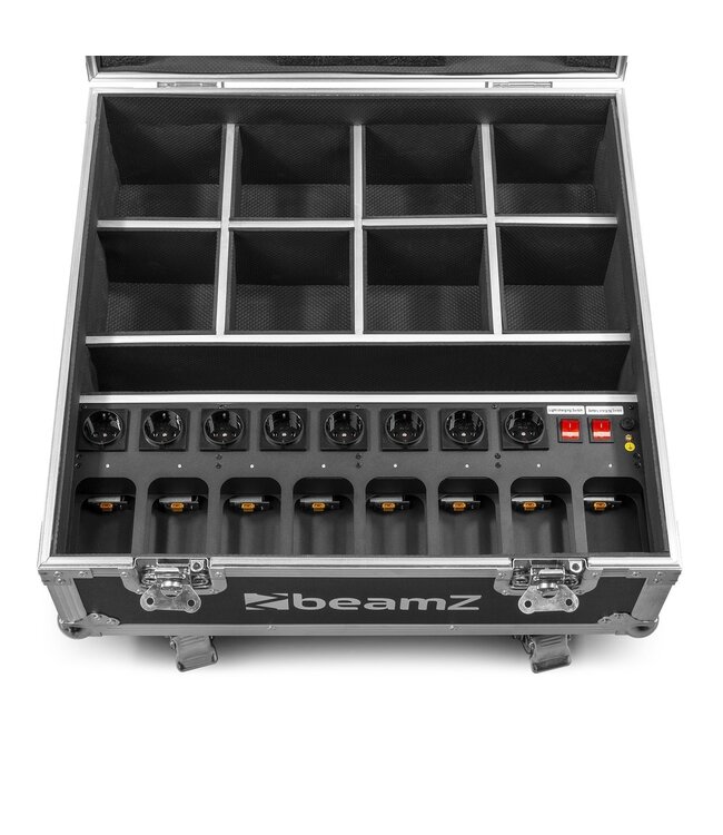 Beamz FCC10 flightcase met oplaadfunctie voor 8 BBP54 / BBP59 Uplighters