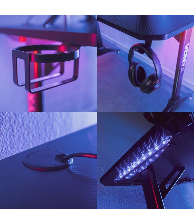 Vonyx DB20 gaming bureau met LED verlichting
