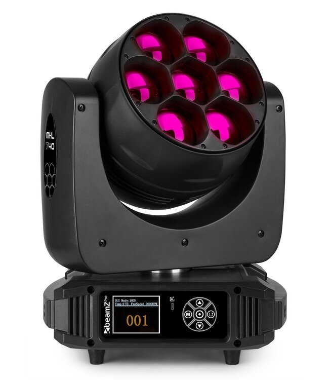 Beamz MHL740 led wash zoom movinghead set