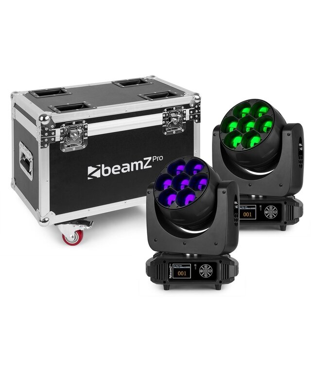 Beamz MHL740 led wash zoom movinghead set