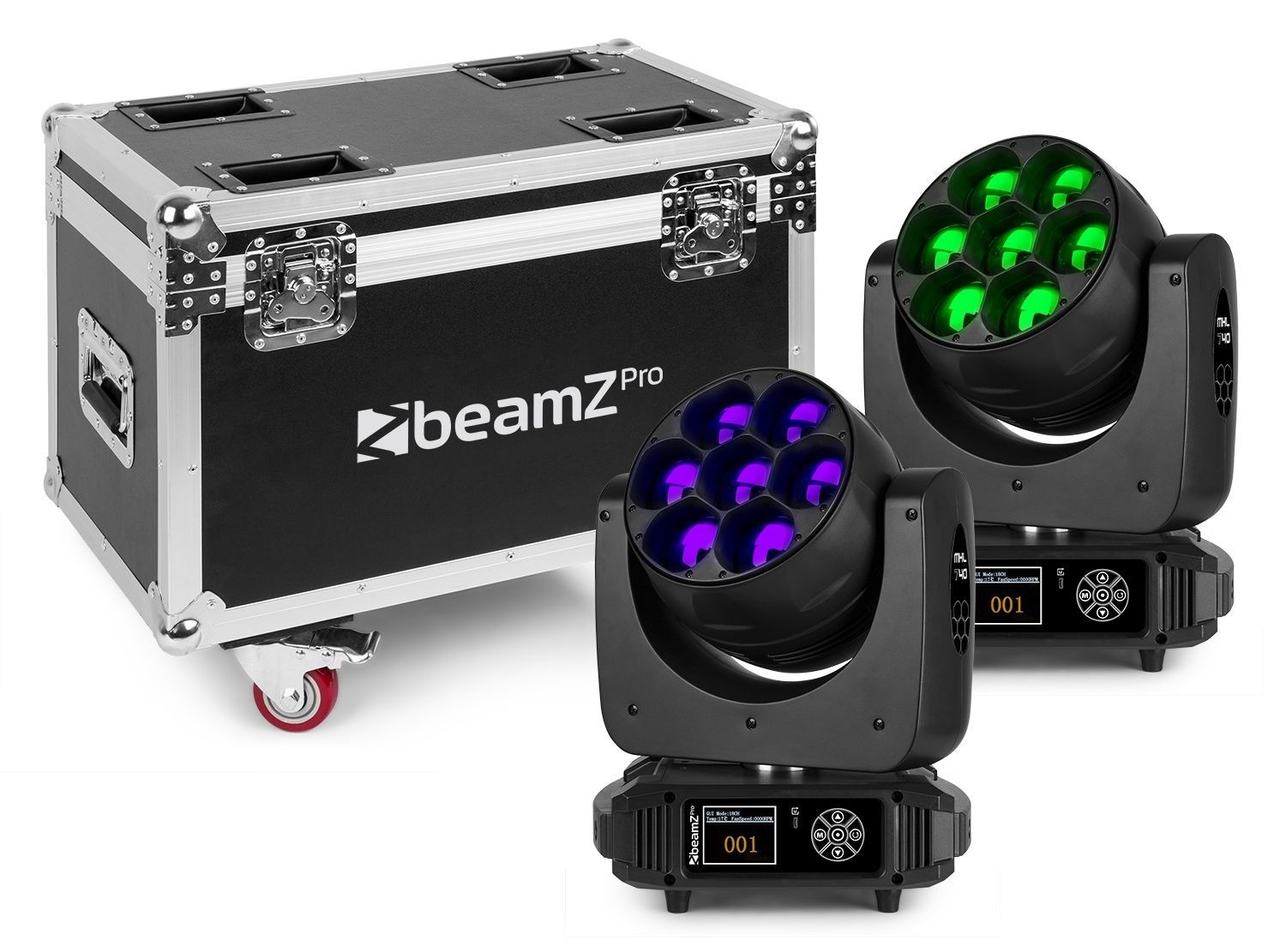 Beamz MHL740 led wash zoom movinghead set