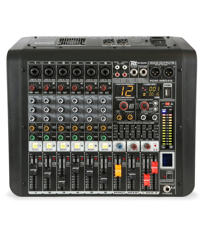 Power Dynamics PDM-M604A 6kanaals mixer met versterker