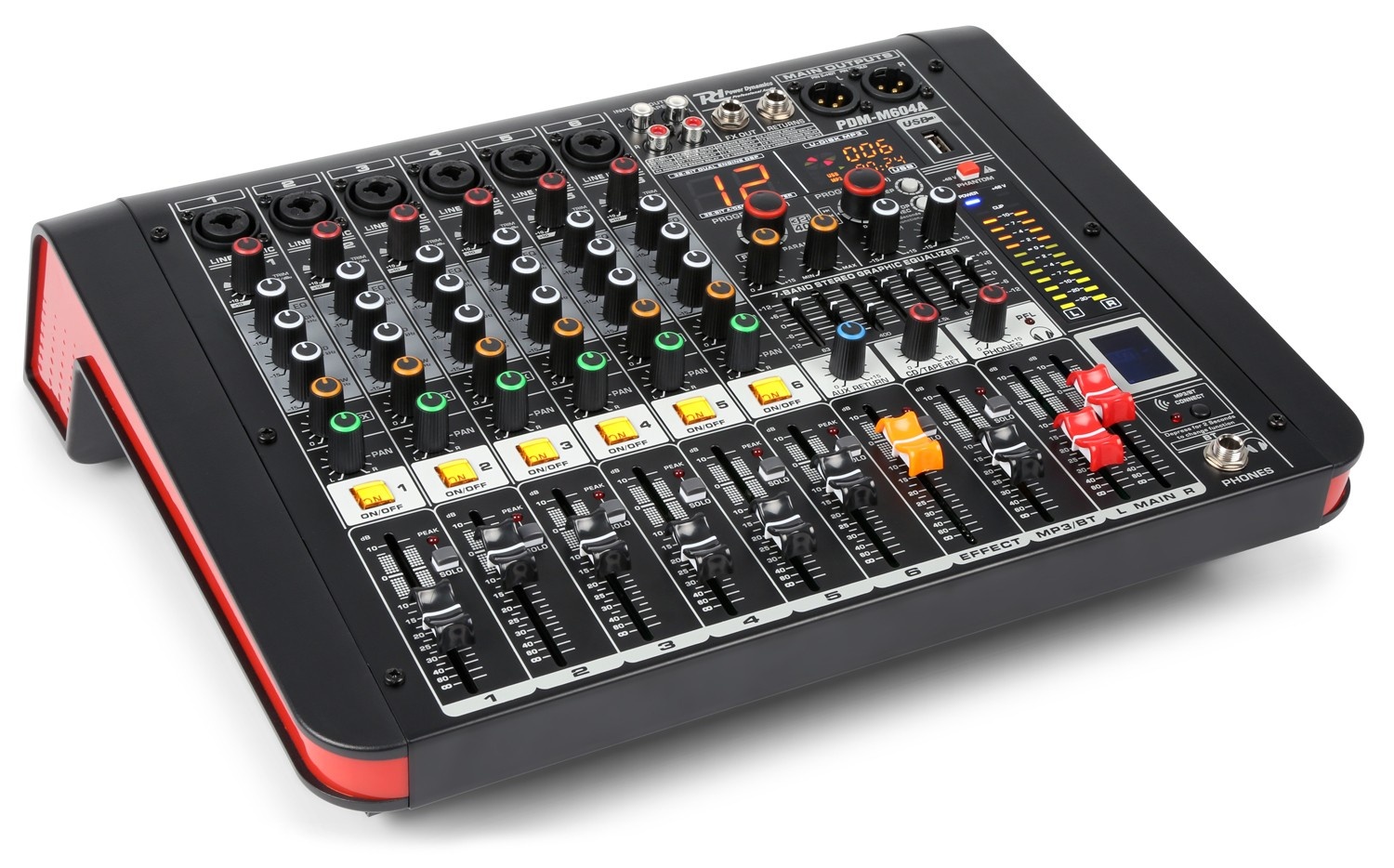 Power Dynamics PDM-M604A 6kanaals mixer met versterker