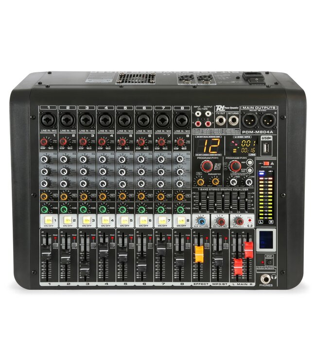 Power Dynamics PDM-M804A 8kanaals mixer met versterker
