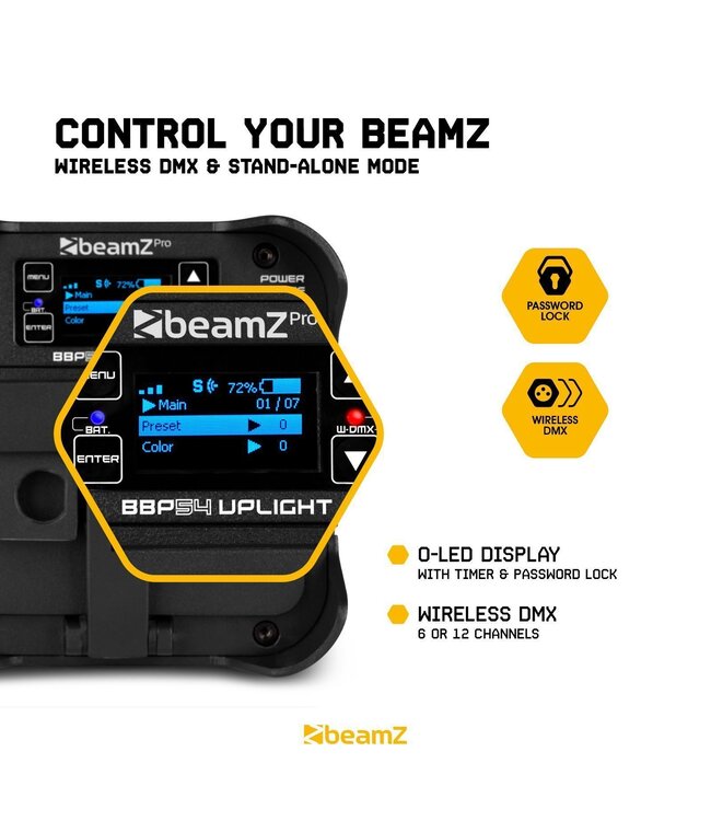 Beamz BBP54 set van 4 Uplights met tas