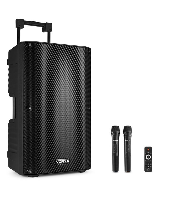 Vonyx VSA700 draagbare speaker op accu met 2x draadloze microfoon
