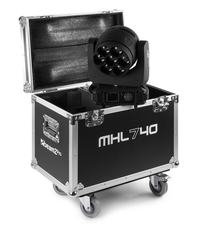 Demo Beamz MHL740 led wash zoom movinghead set