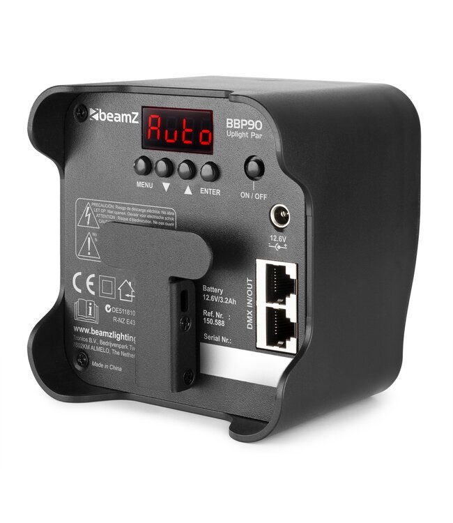 Beamz BBP90 accu uplight set van 4 in tas