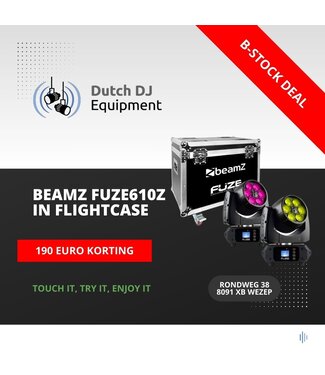 Beamz Demomodel BeamZ FUZE610Z Wash set van 2 movingheads in flightcase