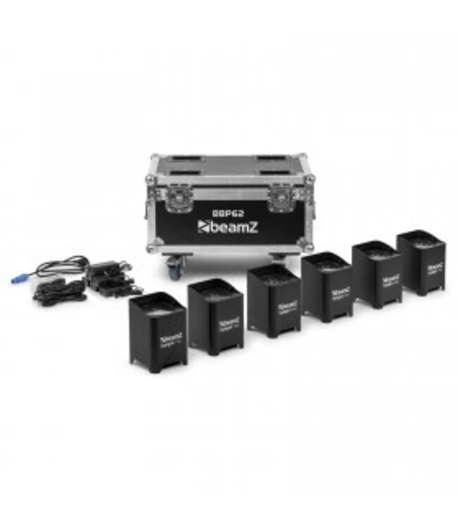 Beamz BBP62 accu uplight 6 stuks in flightcase