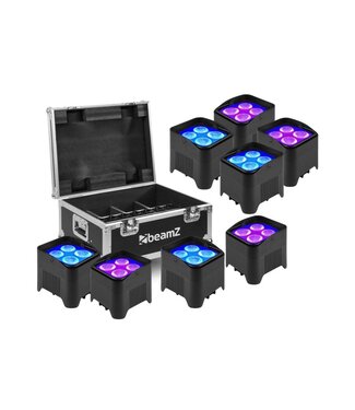 Beamz 8x BBP94W accu Uplight in flightcase