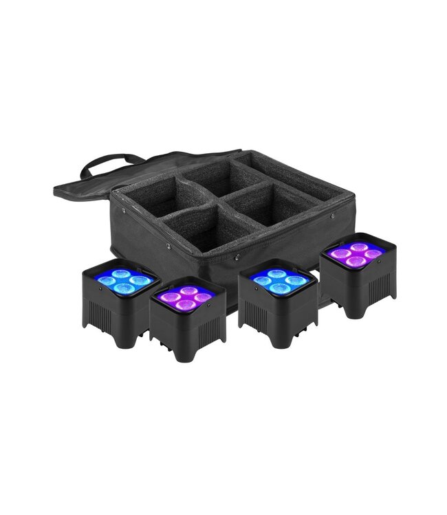 4x Beamz BBP94W accu LED Uplights met tas