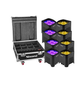 Beamz BeamZ BBP54 set van 8 Uplights in flightcase