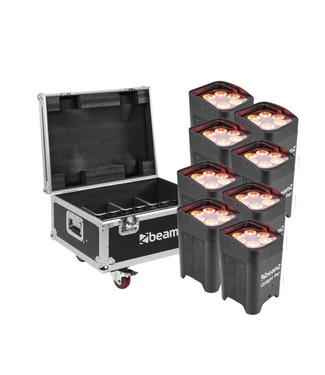 Beamz BeamZ BBP96 Uplighter set 8 met flightcase